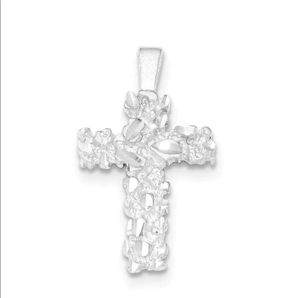 Sterling Silver Solid .925 Nugget Cross Pendant